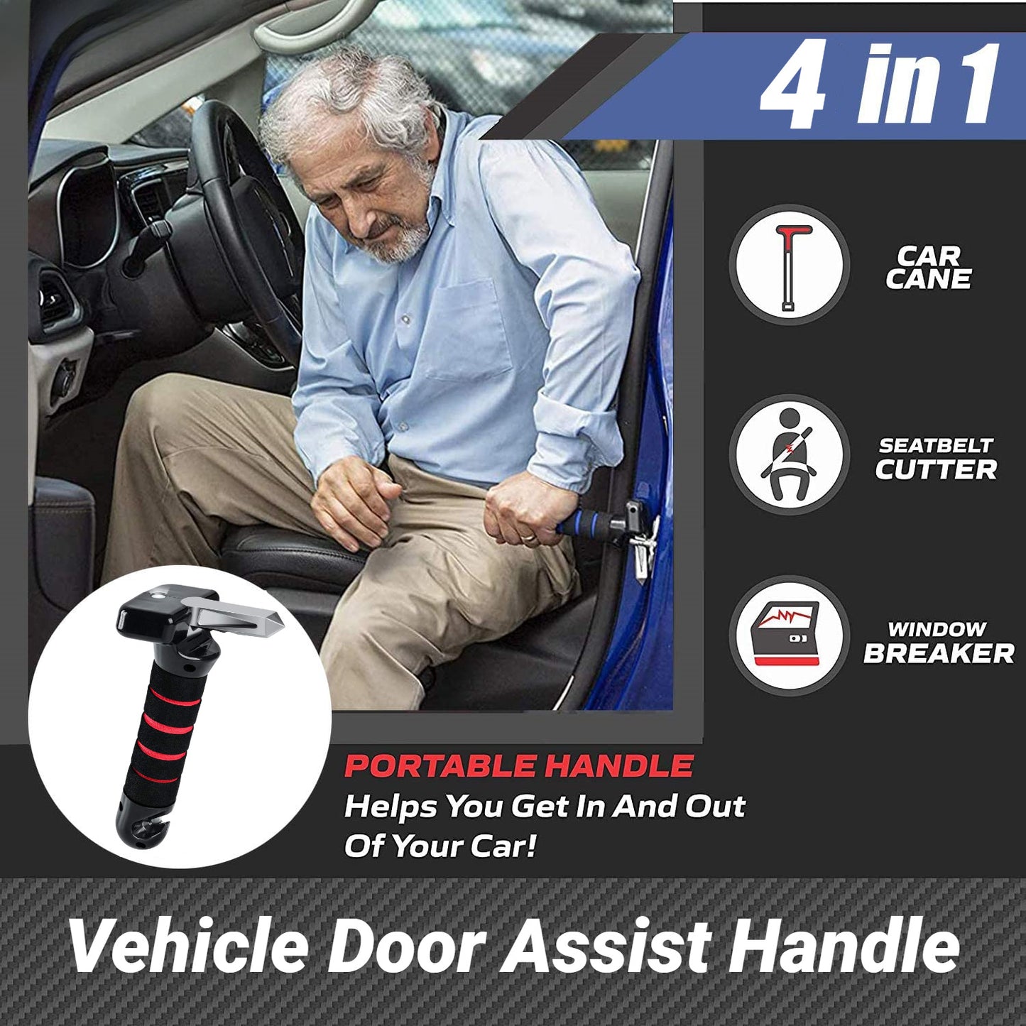 Car Door Handle Disability Elderly Standing Aid Cane Assist Mobility Aid Tool #T