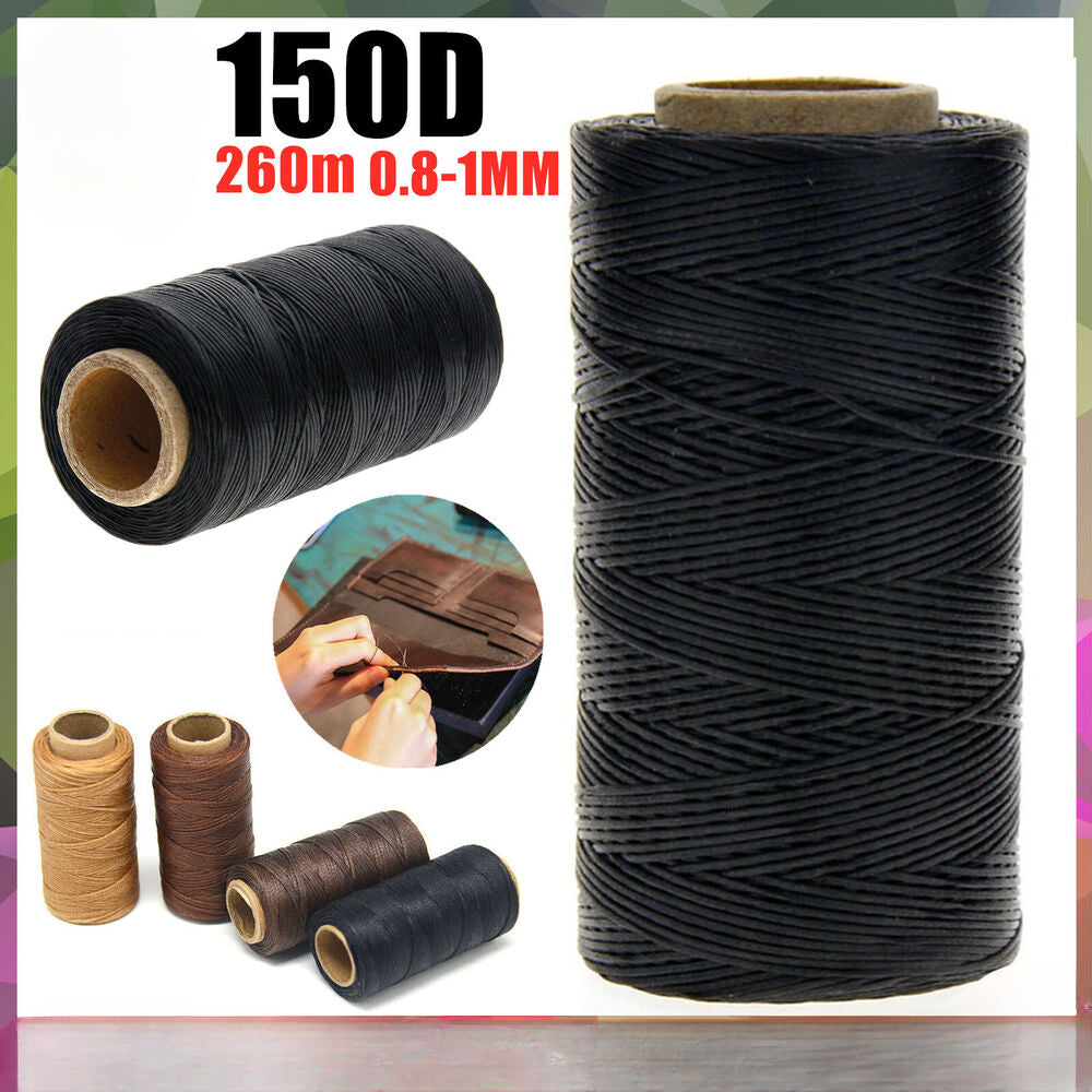 0.8-1MM 260m 150D Leather Sewing Waxed Thread Hand Stitching Craft Repair Cords