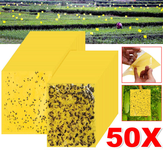 50x Yellow Sticky Traps Flies Trap Insect Trap Sticky Paper Fruit Fly Trap