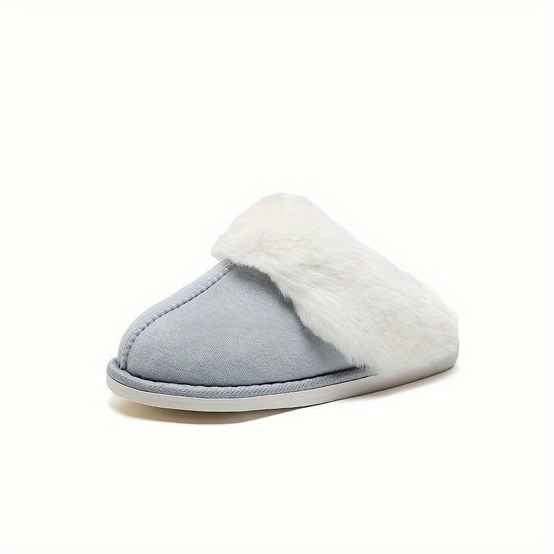 Solid Indoor Warm Plush Anti-skid Home Slippers For Household, Autumn And Winter