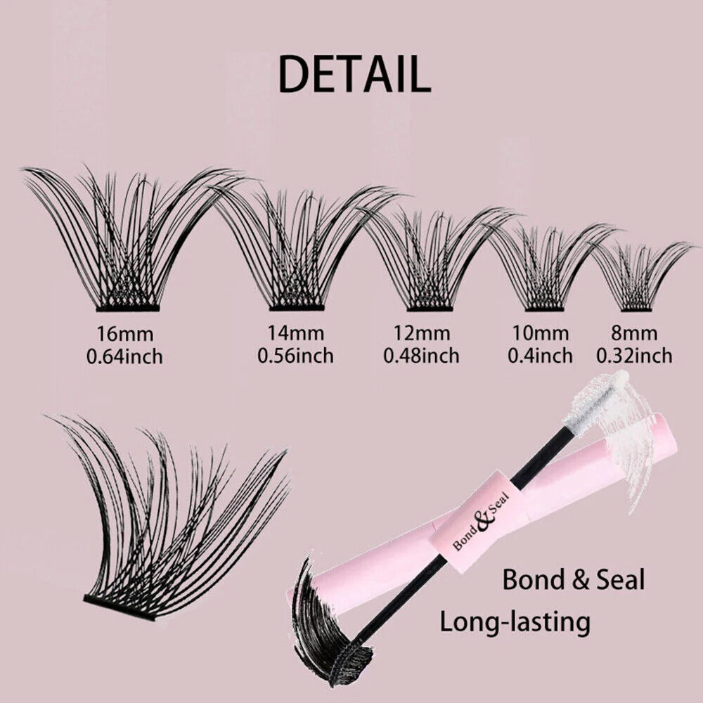 KevKev Lash Extension Kit 120Pcs DIY Lash Extension Kit Lash Clusters Lash Bond