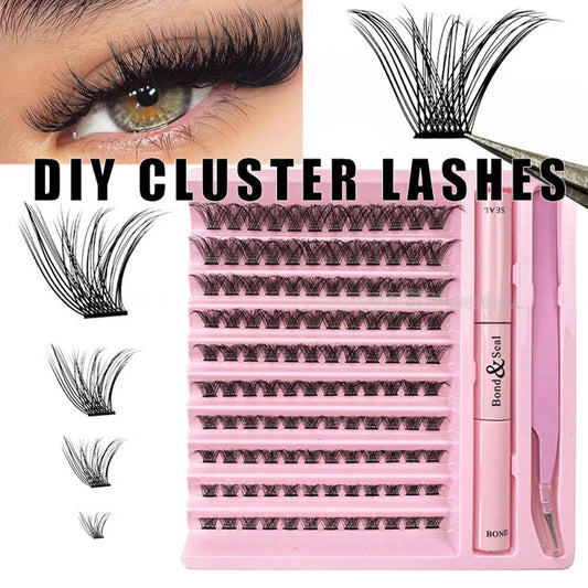 KevKev Lash Extension Kit 120Pcs DIY Lash Extension Kit Lash Clusters Lash Bond