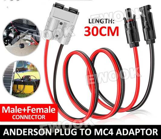 50 AMP Anderson Plug to Solar Panel Cable Y Adaptor Connector 30cm 4mm²