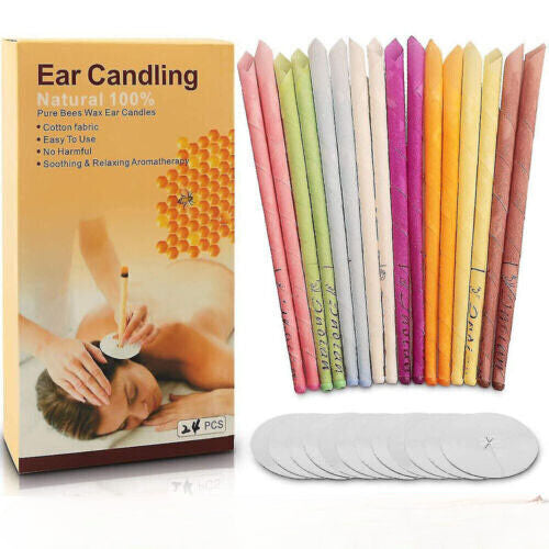 100% Natural Ear Candles Beeswax Bees Wax Ear Candling Cones - Pack of 24