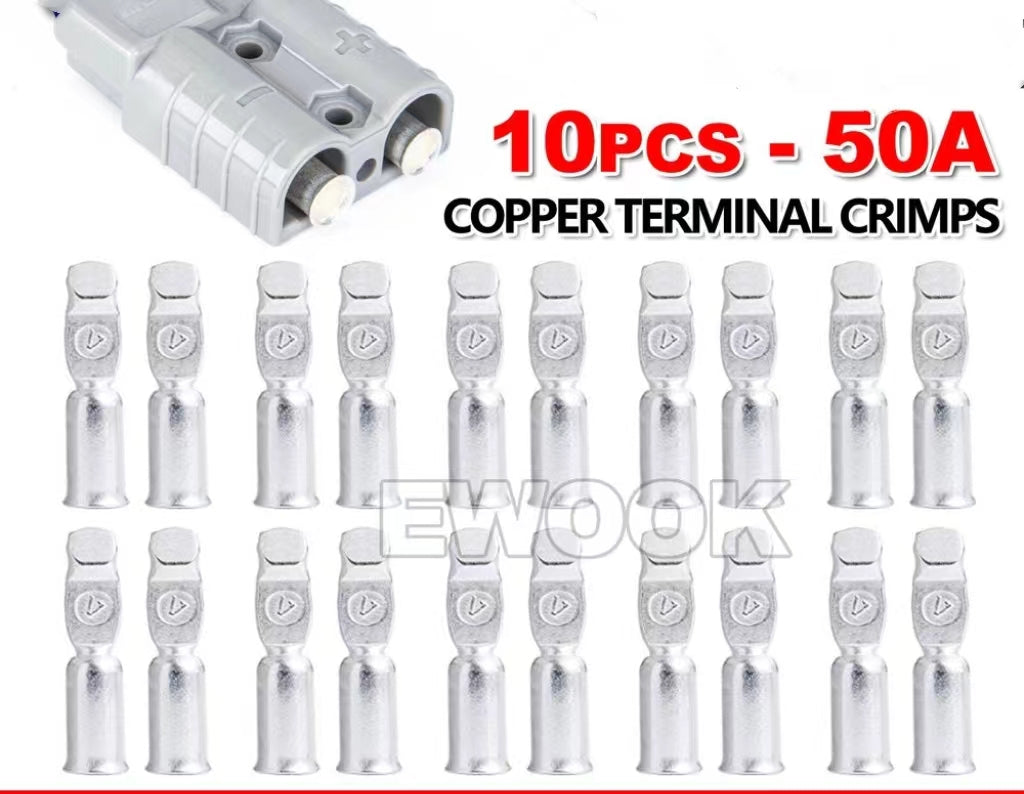 10x 50Amp Copper Terminals Connector For 50a Anderson Style Plugs Contacts 10x 50Amp 铜端子连接器，适用于 50a Anderson 型插头触点