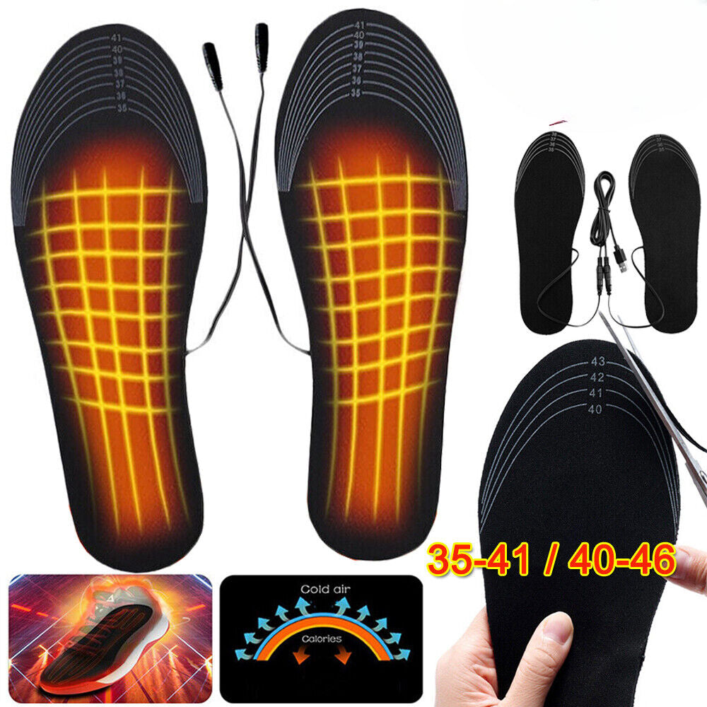 USB Electric Heated Shoe Insoles Feet Heater Foot Winter Warmer Pads Warm Socks