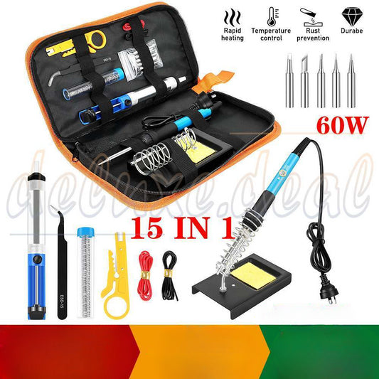 60W 15 IN 1 Soldering Iron Kit 60W Electric Welding Tool Adjustable Temperature