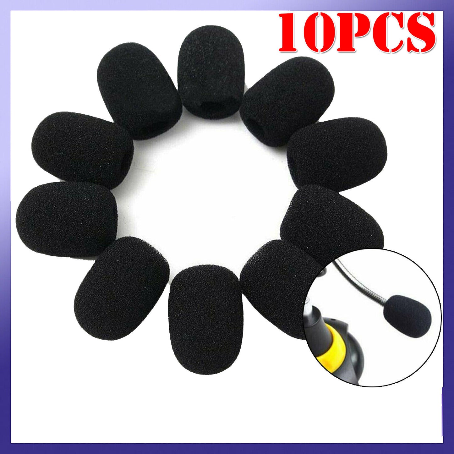 10 Pcs 30x20x8MM Mini Microphone Headset Windscreen Sponge Foam Mic Cover