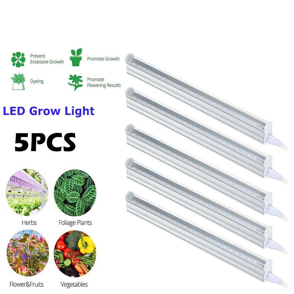 5-Pack LED Full Spectrum Grow Light Growing Veg Flower Plant Hydroponic Lamp T5