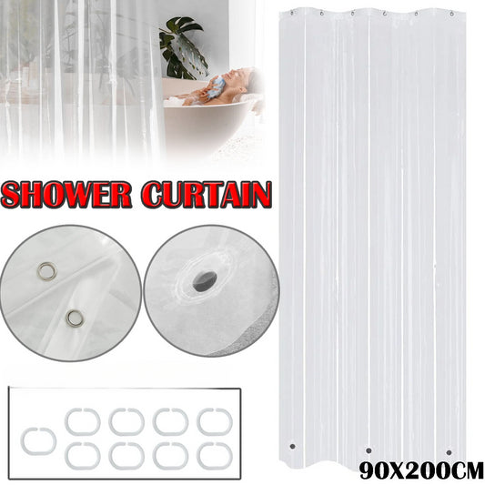 Bath Shower Curtain Bathroom Waterproof Water Mold PEVA Clear Thicken With Hook