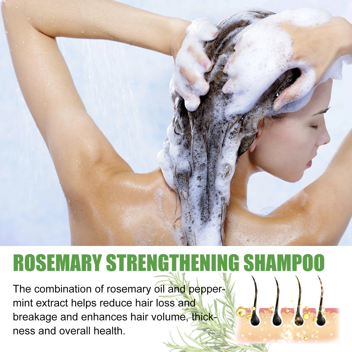 Rosemary Hair Growth Shampoo Thick Anti Loss Damage Scalp Natural Moisturizing