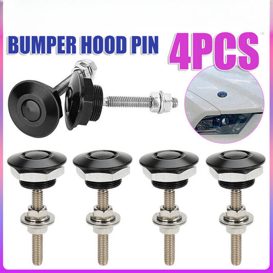 4pcs Black Aluminum Push Button Quick Release Bumper Hood Pin Bonnet Lock Latch