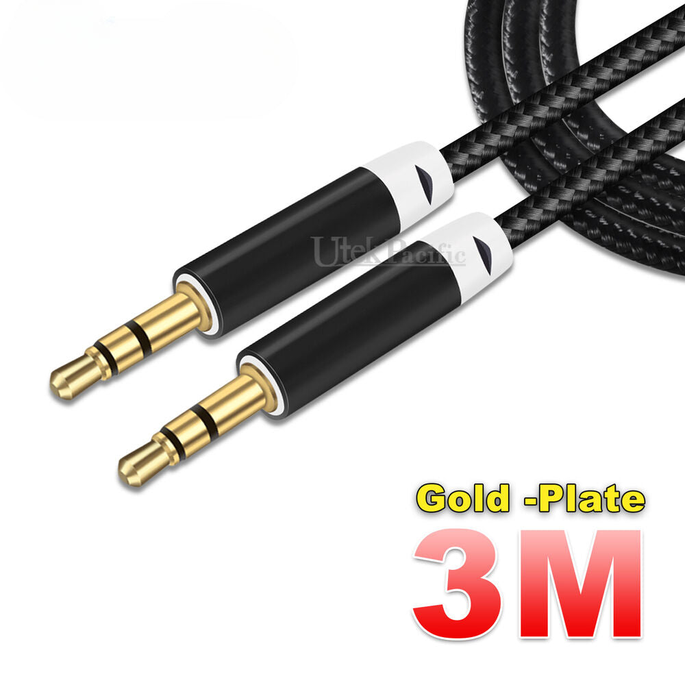 2X Long AUX Cable 3.5mm Stereo Audio Input Extension Male to Male Auxiliary Cord