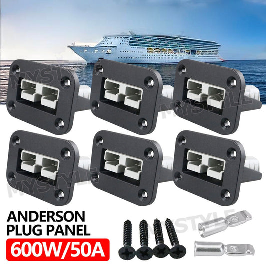 6 Sets Anderson Plug Flush Mount 50Amp Mounting Bracket Panel Cover for Caravan