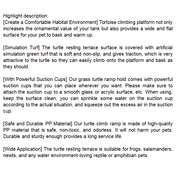 Turtle Basking Platform with Simulation Turf Turtle Resting Terrace with