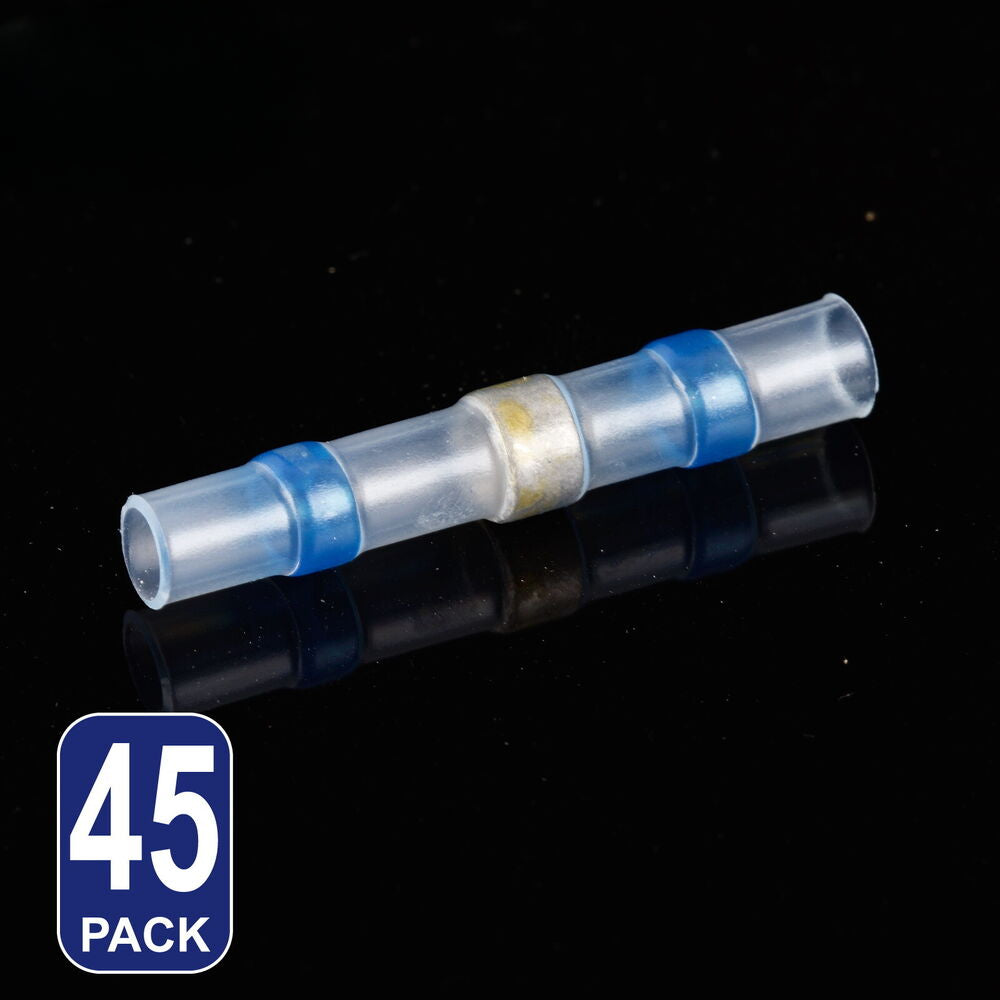 Solder Splice Connectors Heatshrink Blue 16-14 AWG Butt Sleeve Seal Wire Kit