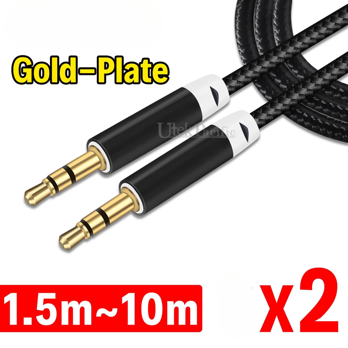 2X Long AUX Cable 3.5mm Stereo Audio Input Extension Male to Male Auxiliary Cord