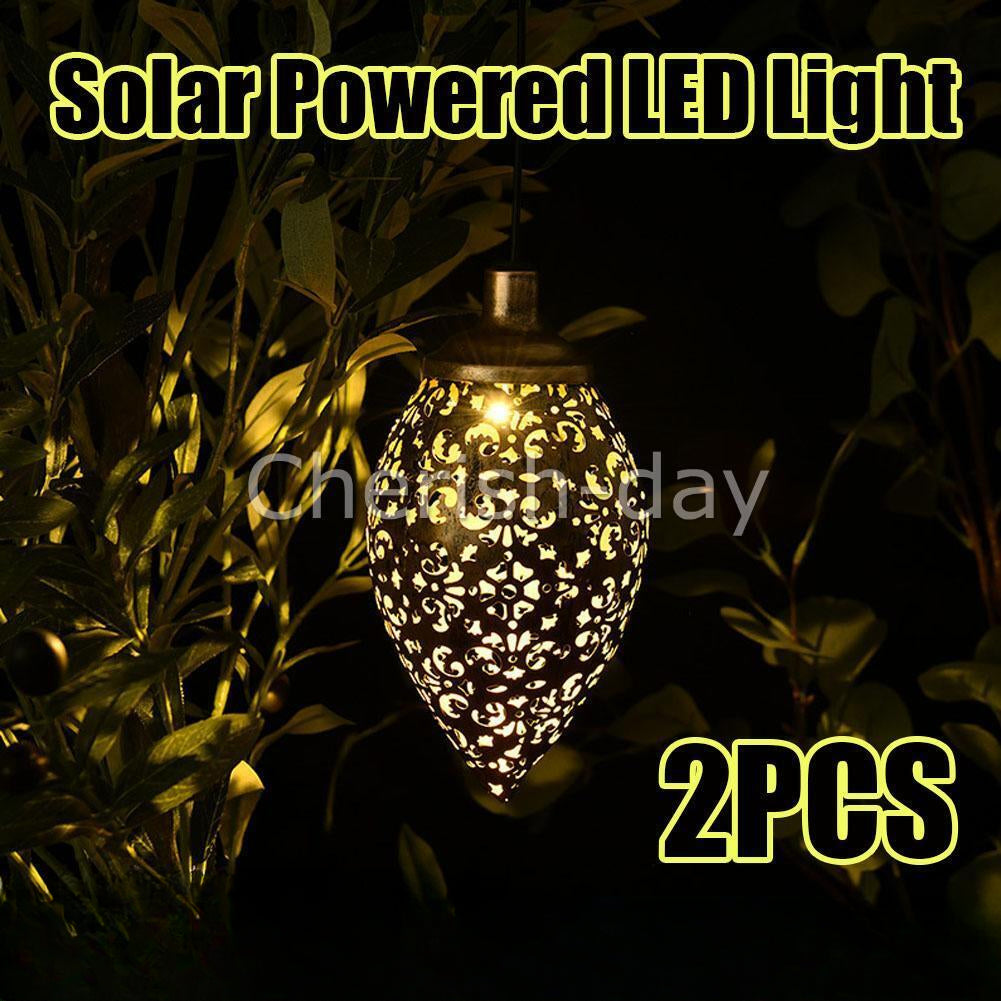 Solar Powered LED Morrocan Lantern Lights Hanging Lamp Garden Outdoor Landscape