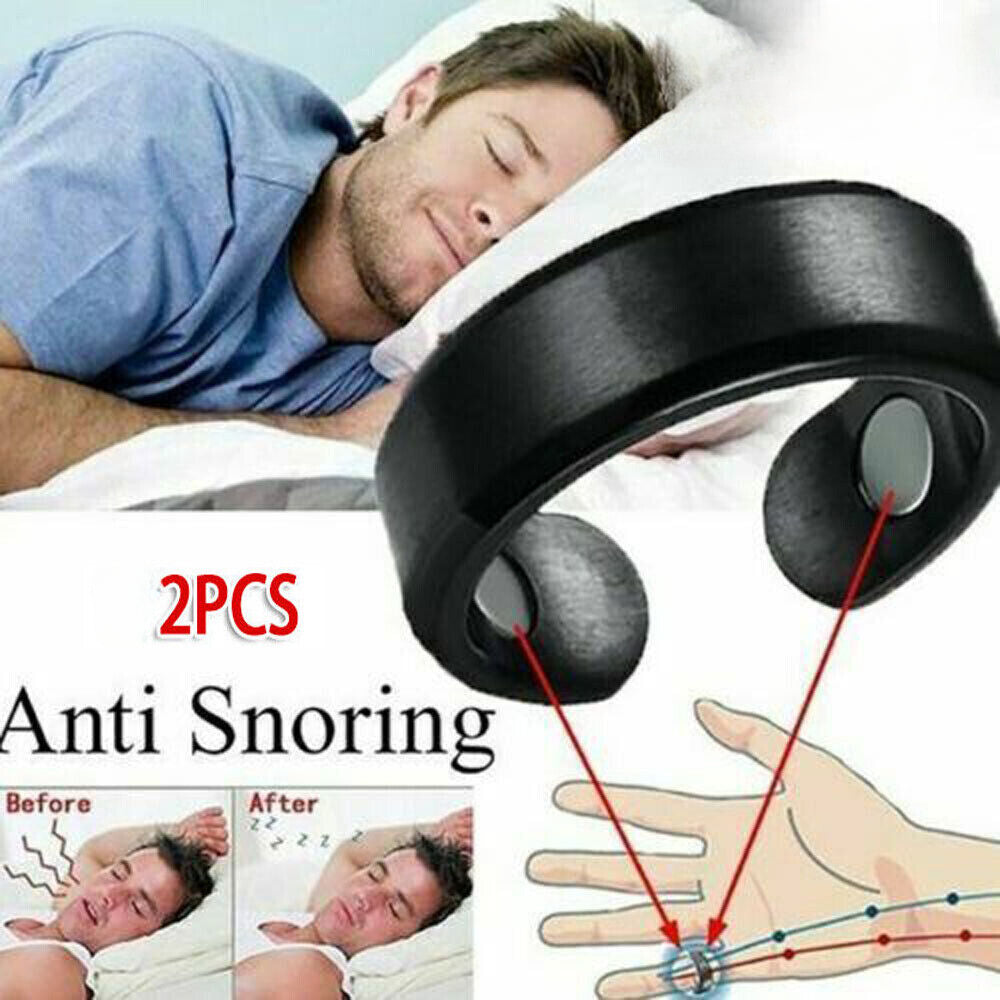 2x Anti Snore Magnetic Ring Reflexology Stop Snoring Apnea Sleeping Aid Device