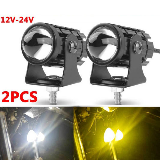 2x Mini Car Motorcycle LED Spot Light Headlight Driving Lamp Yellow White 12/24v