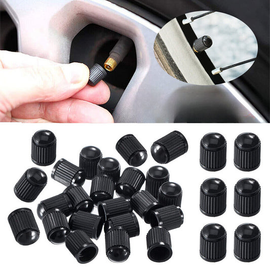 100pcs Black Plastic Tyre Tire Valve Caps Bag