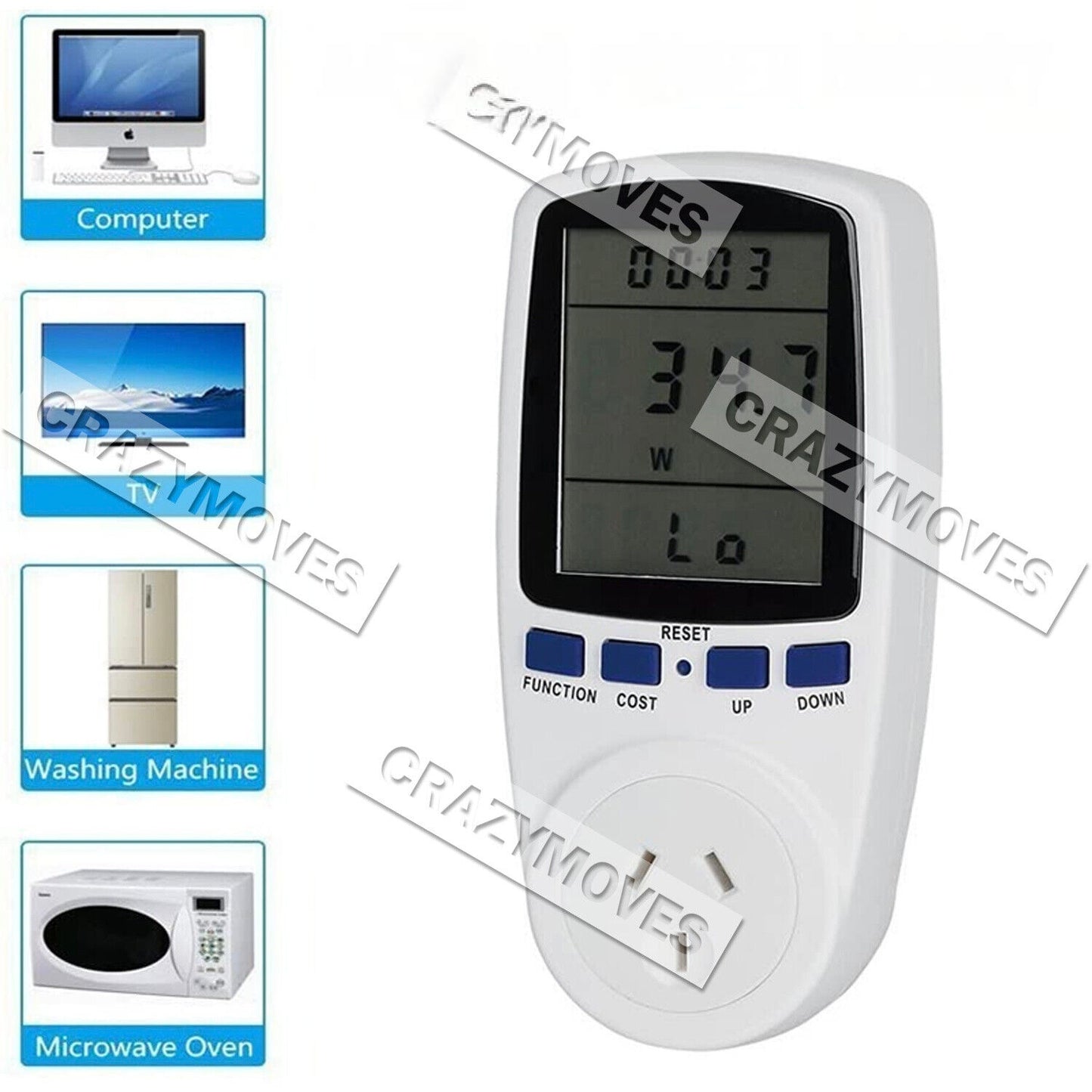 Plug Power Meter Consumption Energy Monitor Watt Electricity Usage Tester