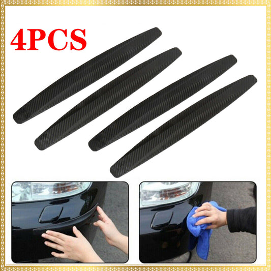 4PCS Car Carbon Fiber Anti-rub Unique Black Strip Bumper Corner Protector Guard