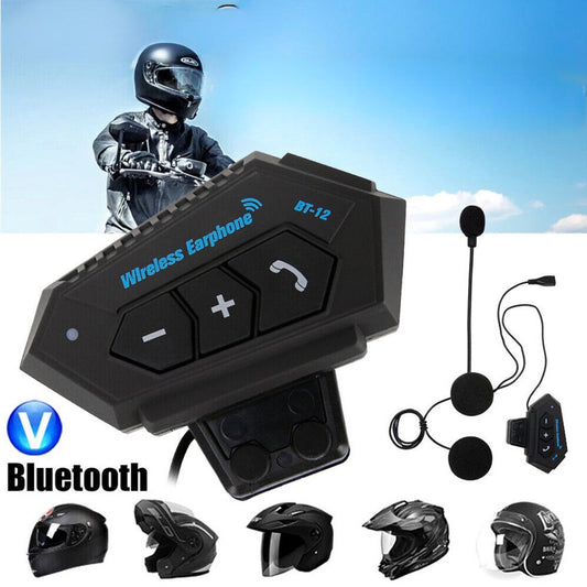 Motorcycle Bluetooth Helmet Headset Interphone Motorbike Headphone FM Intercom