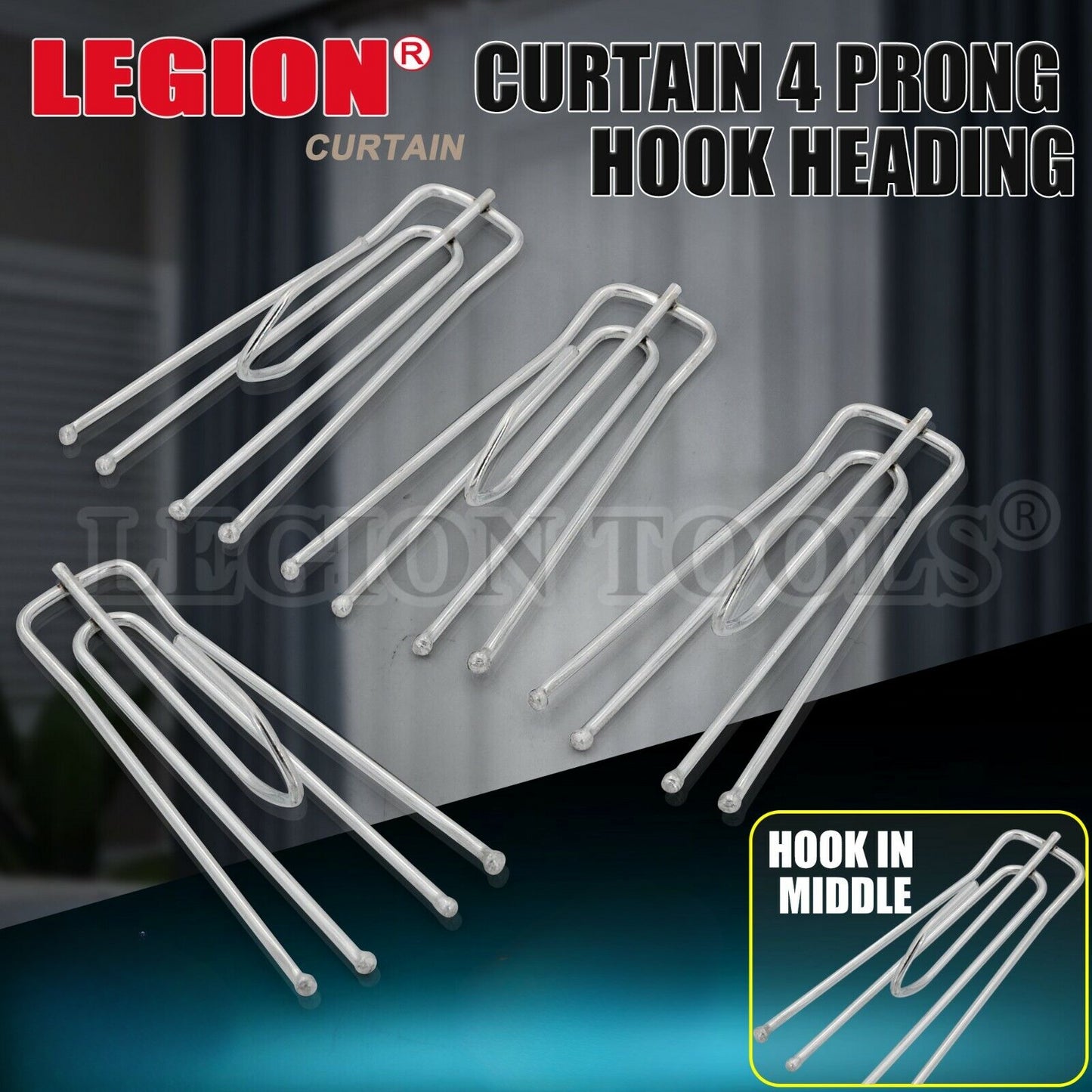 50pcs 56mm Curtain Pleat Hooks 4 Prong Slips Gathering Hook Heading Pinch Pleat