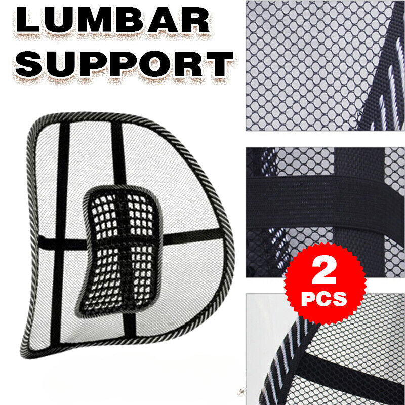 2x Mesh Lumbar Back Support for Office Home Car Seat Chair Truck Pillow Cushion