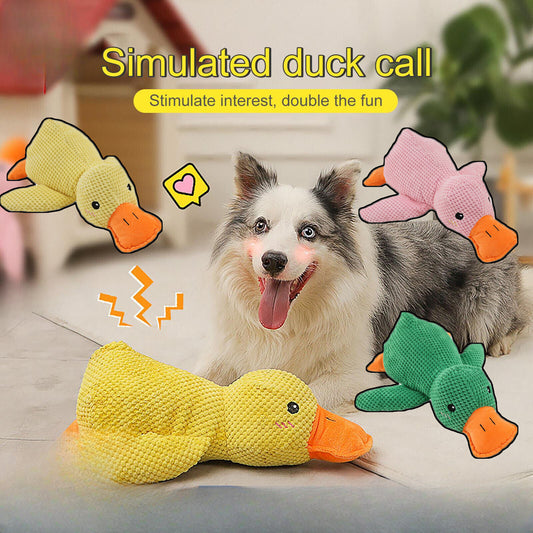 The Mellow-Dog, Yellow Mellow-Dog Calming Duck, Squeaky Dog Toy for Indoor Puppy