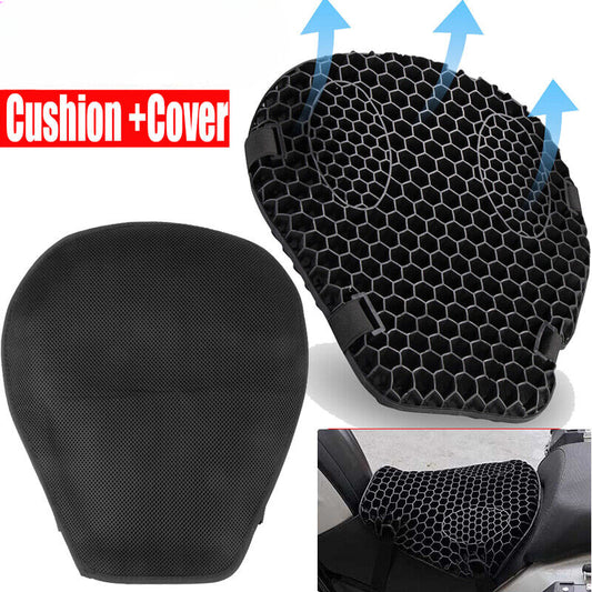 Motorcycle Seat Cushion Pillow Pad Cover Shock Absorb Gel Mat w/sleeve Motorbike