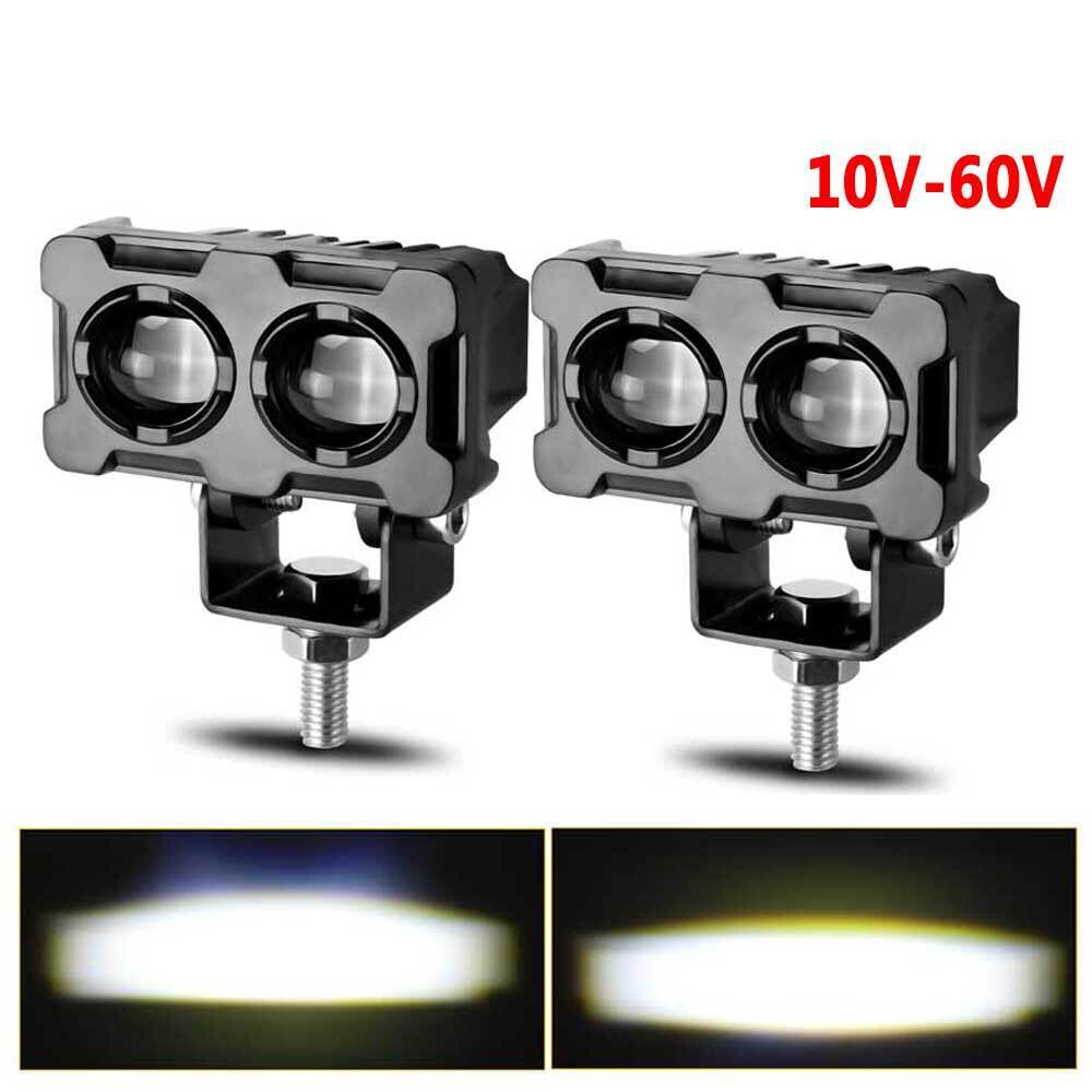 2x Mini Motorcycle LED Spot Light Headlight Driving Fog Lamp White Truck 12V 24V