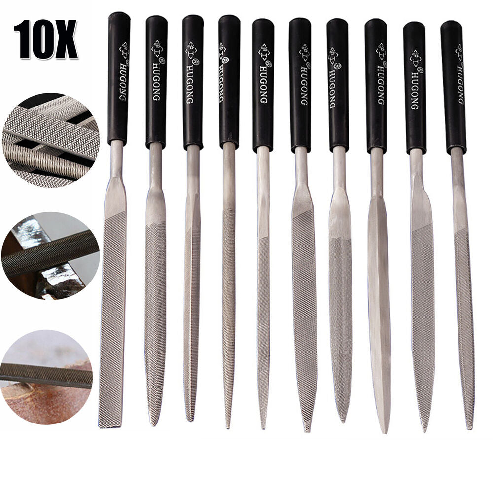 10PCS Diamond Mini Needle File Set 160mm x 4mm For Metal Jeweler Wood Carving