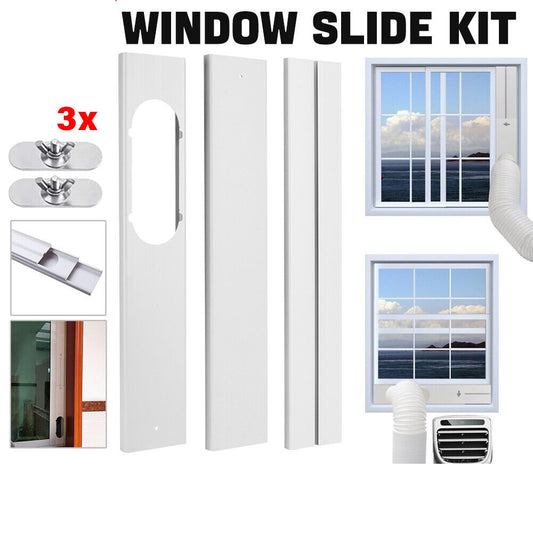 3pcs For Portable Air Conditioner Window Slide Kit Plate White w/ Screws