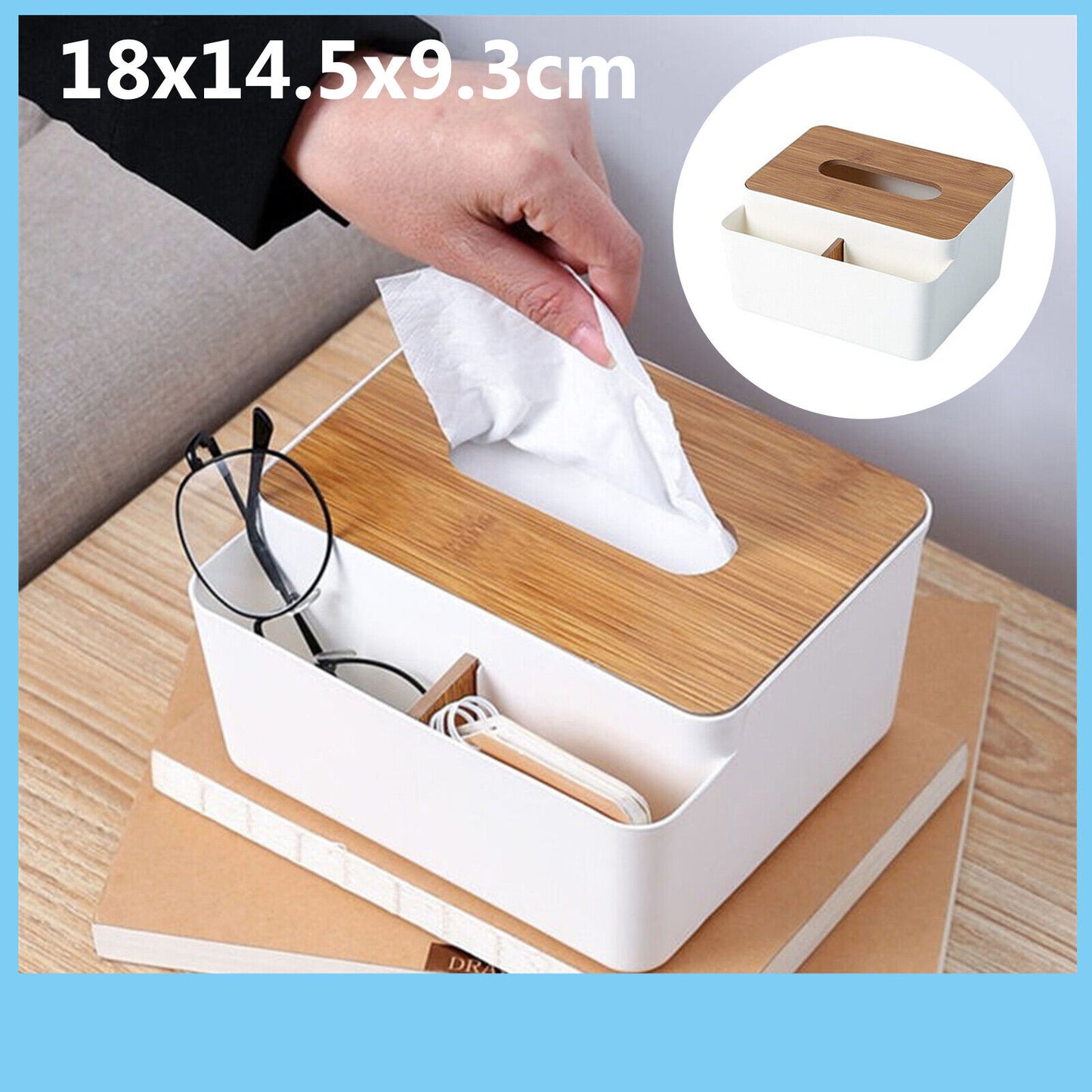 Tissue Box Dispenser Paper Storage Holder Napkin Case Organizer Wooden Cover New