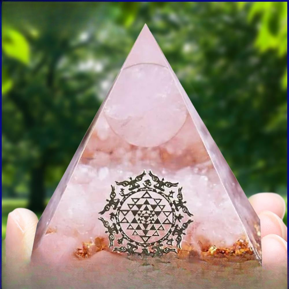 Orgonite Pyramid Energy Generator Decorative for Room Decorations (Pink)