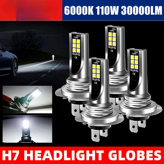 4PCS H7 LED Headlight Globes Bulbs Kit High Low Beam Bright White Lamp 110W Set