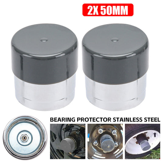 2pcs Bearing Buddies 50mm Trailer Grease Dust Cap Wheel Protector Boat Caravan