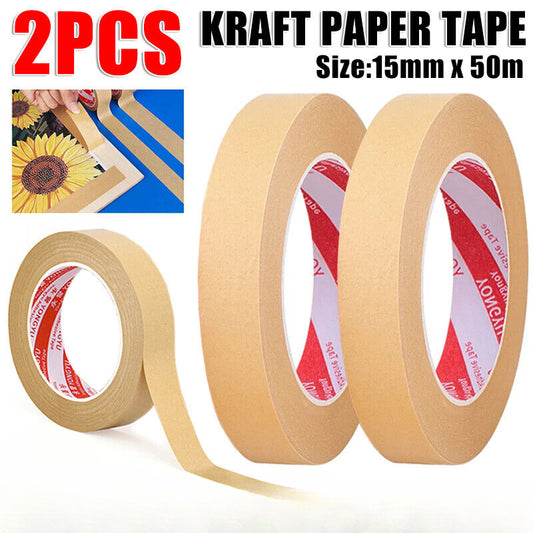 Kraft Brown Paper Tape Picture Framing Packing Tape Self adhesive 15mm Craft DIY