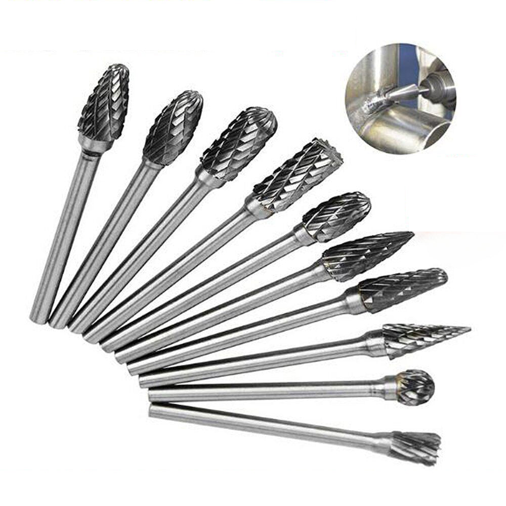 10x Tungsten Steel Solid Carbide Burrs For Dremel Rotary Bit Accessories Tool