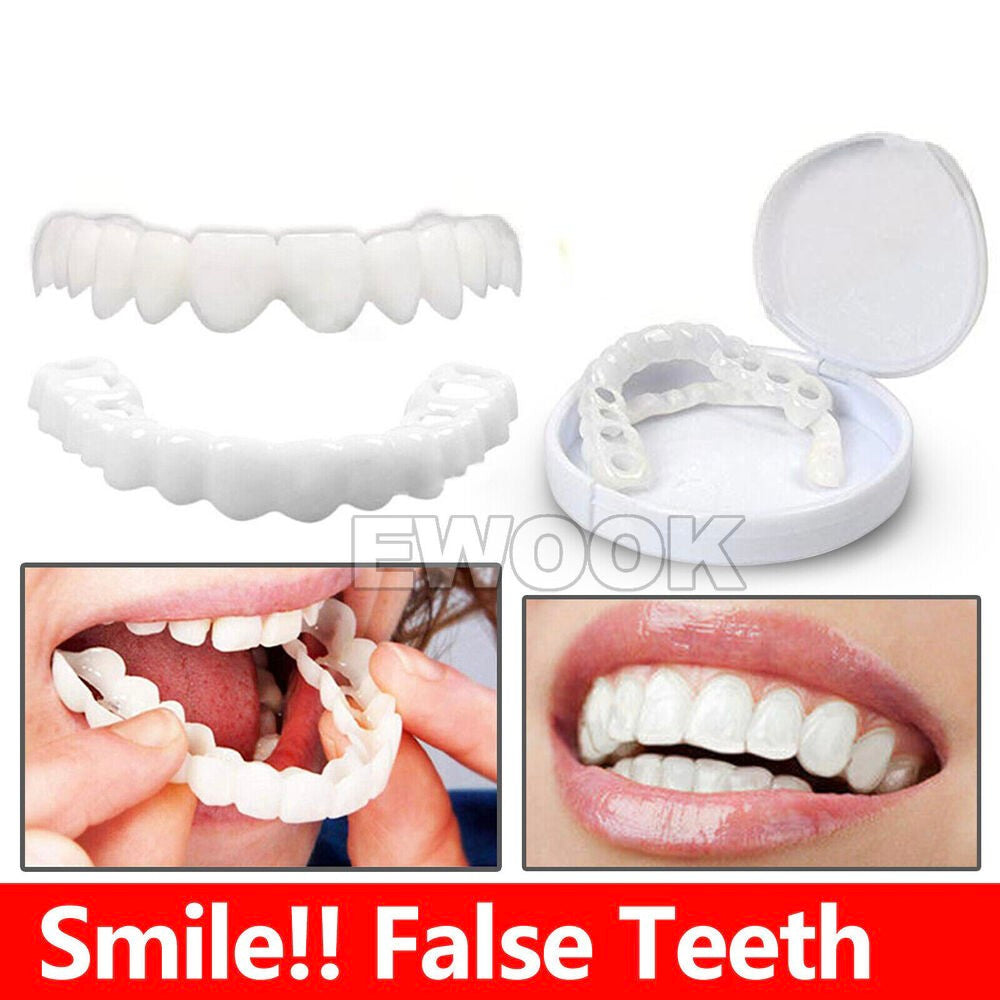 Snap On Bottom /Upper Lower False Teeth Dental Veneers Dentures Fake Tooth Smile