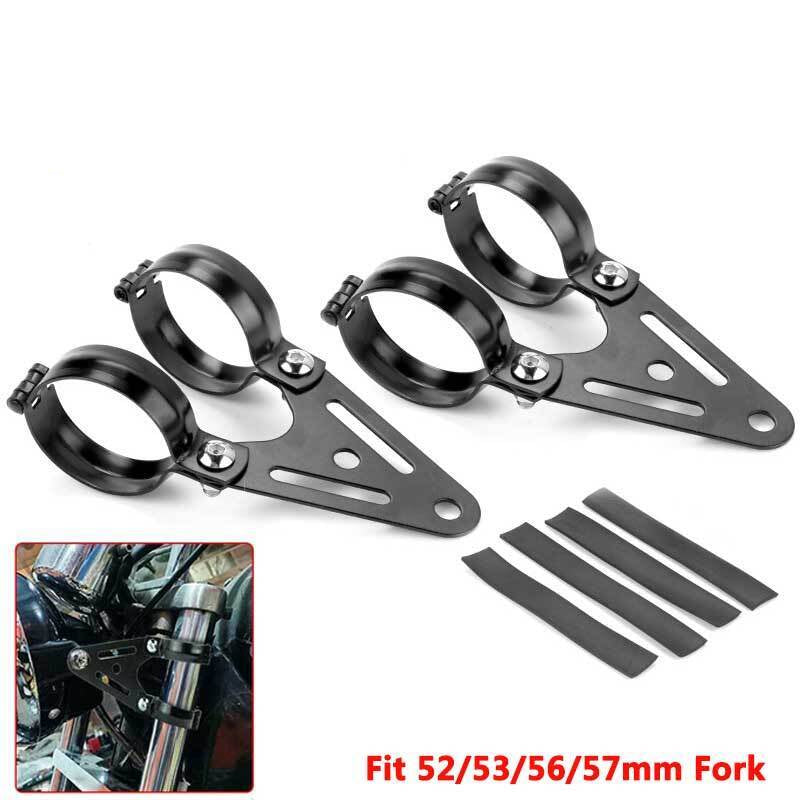 2X 52/53/56/57mm Headlight Mounting Bracket Adjuster Fork Mount Clamp Motorcycle