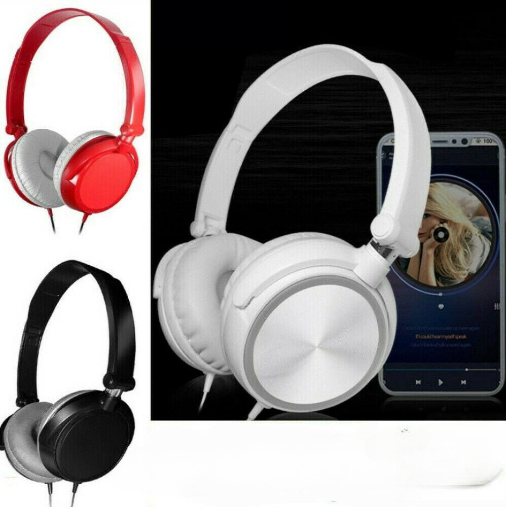 Wired Headphones Bass HiFi Over Ear Headset Earphone Stereo Noise Cancelling