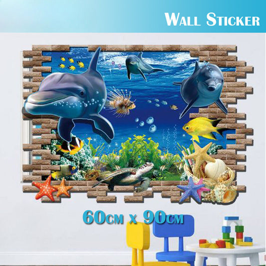 3D Wall Stickers Removable Sea Dolphin Fish Star Room Decal Gift Bathroom Gift