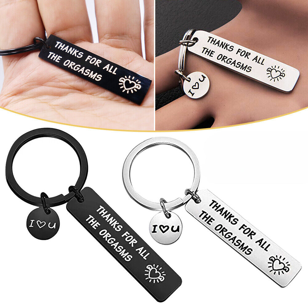 2xTHANKS FOR ALL THE ORGASMS FUNNY FRIENDS COUPLE GIFT KEY RING KEYCHAIN KEYRING