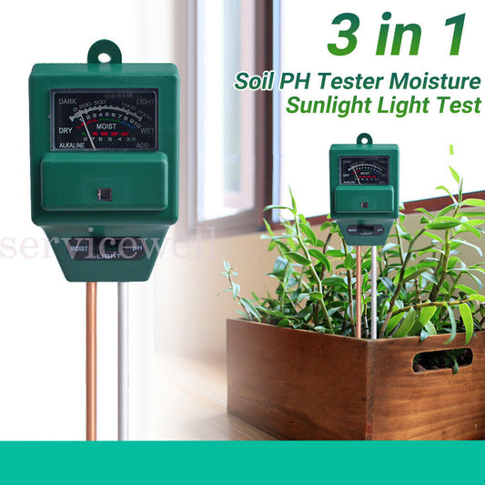 3 in 1 Soil PH Tester Water Moisture Test Meter Kit For Garden Plant Testing