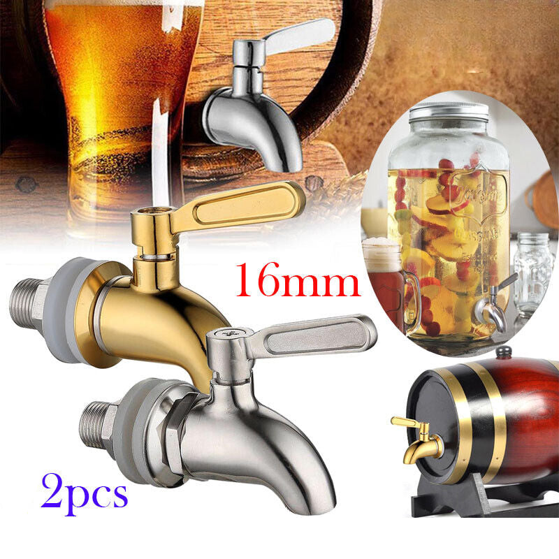 2x Stainless steel Spigot Tap Faucet 16mm Wine Barrel Drink Beverage Dispenser HOT