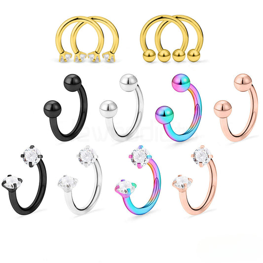 4PCs Horseshoe Rings Surgical Steel Tragus Piercing Earrings Studs Cartilage