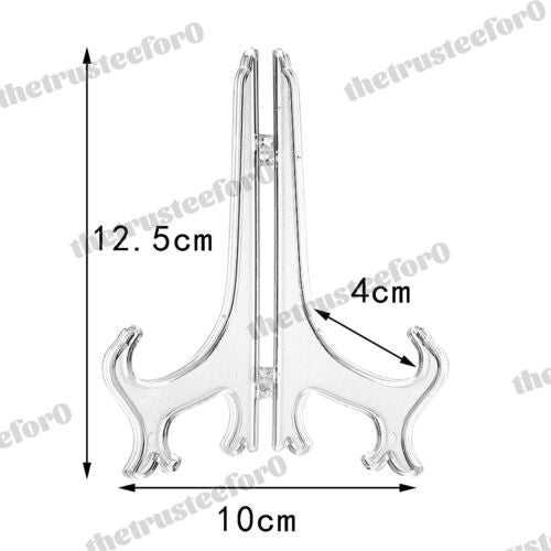 10X 5 Sizes Clear Plastic Display Plate Stand Easel Photo Picture Bowl Holder